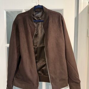 NWOT Men's Suede Like Brown Bomber Jacket Marconi large